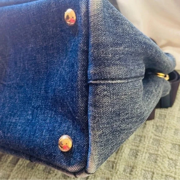 🎄Sale! Today only🎄Authentic Prada Canapa Tote in Blue Denim - Picture 8 of 10